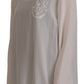 Dolce & Gabbana White Silk DG Logo Embroidered Long Sleeves Blouse
