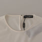 Dolce & Gabbana White Silk DG Logo Embroidered Long Sleeves Blouse