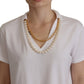 Dolce & Gabbana White Necklace Embellished Neckline T-shirt Top