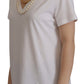 Dolce & Gabbana White Necklace Embellished Neckline T-shirt Top