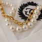 Dolce & Gabbana White Necklace Embellished Neckline T-shirt Top