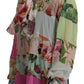 Dolce & Gabbana Multicolor  Floral Patchwork Design Ascot Collar Top Blouse