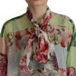 Dolce & Gabbana Multicolor  Floral Patchwork Design Ascot Collar Top Blouse