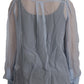Dolce & Gabbana Light Blue Silk Ascot Collar Long Sleeves Top