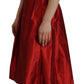 Dolce & Gabbana Red A-line Pleated Satin Silk Dress