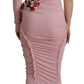 Dolce & Gabbana Pink Flower Embellished One Shoulder Dress