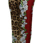 Dolce & Gabbana Multicolor Leopard Flora Printed Mid Waist Trouser Pants