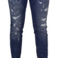 Dolce & Gabbana Blue Washed Cotton Skinny Low Waist Denim Jeans