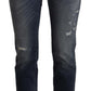 Dolce & Gabbana Blue Denim Crystal Embellished Pants Jeans