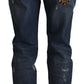 Dolce & Gabbana Blue Denim Baroque Heart Logo Patch Pants Jeans