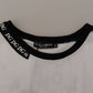 Dolce & Gabbana White Slogan Print Round Neck Cotton  T-shirt