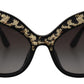 Dolce & Gabbana Black Gold Sequin Butterfly Polarized DG4326 Sunglasses