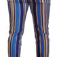 Dolce & Gabbana Blue Striped Silk Cotton Slim Trousers Pants