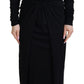 Dolce & Gabbana Black Sheath Midi Gown Wool Wrap Dress