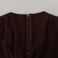 Dolce & Gabbana Brown Wrap Long Sleeve Midi Stretch Dress