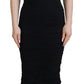 Dolce & Gabbana Black Sheath Midi Bodycon Lace Silk Dress
