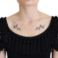 Dolce & Gabbana Black Tank Top Blouse Tassle Cotton Blouse