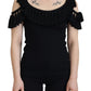 Dolce & Gabbana Black Tank Top Blouse Tassle Cotton Blouse