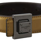 Dolce & Gabbana Gold Leather Silver Square Metal Buckle Belt
