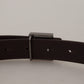 Dolce & Gabbana Gold Leather Silver Square Metal Buckle Belt