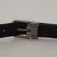 Dolce & Gabbana Blue Jacquard Moire Silver Metal Belt Men