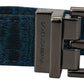 Dolce & Gabbana Blue Jacquard Moire Silver Metal Belt Men