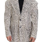 Dolce & Gabbana White Leopard Single Breasted Coat Blazer