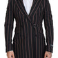 Dolce & Gabbana Black Stripes Viscose Double Breasted Blazer