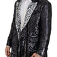 Dolce & Gabbana Black Sequined Cow Pattern Nylon Blazer