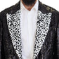 Dolce & Gabbana Black Sequined Cow Pattern Nylon Blazer