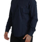 Roberto Cavalli Navy Blue Cotton Dress Formal Shirt