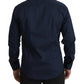 Roberto Cavalli Navy Blue Cotton Dress Formal Shirt