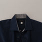 Roberto Cavalli Navy Blue Cotton Dress Formal Shirt