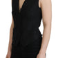 Dolce & Gabbana Black Brocade Button Down Sleeveless Vest Top