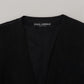 Dolce & Gabbana Black Brocade Button Down Sleeveless Vest Top