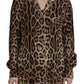 Dolce & Gabbana Brown Leopard Print Long Sleeves Blouse Top