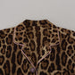 Dolce & Gabbana Brown Leopard Print Long Sleeves Blouse Top