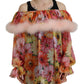Dolce & Gabbana Multicolor Floral Fur Shearling Blouse Top