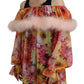 Dolce & Gabbana Multicolor Floral Fur Shearling Blouse Top