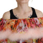 Dolce & Gabbana Multicolor Floral Fur Shearling Blouse Top