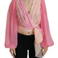 Dolce & Gabbana Pink Silk Wrap Long Sleeves Blouse Top