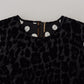Dolce & Gabbana Black Leopard Shift Mini Polyester Dress