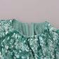 Dolce & Gabbana Blue Sequined Pleated Aline Midi Nylon Dress