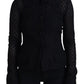 Dolce & Gabbana Black Wool Knitted Button Down Collar Jacket