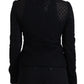 Dolce & Gabbana Black Wool Knitted Button Down Collar Jacket