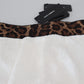 Dolce & Gabbana White Leopard Print High Waist Pants