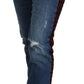 Dolce & Gabbana Blue Checkered Back Skinny Denim Jeans