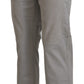 Jeckerson Gray Cotton Tapered Men Casual Pants