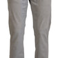 Jeckerson Gray Cotton Tapered Men Casual Pants