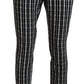 BENCIVENGA Black Checkered Cotton Casual Pants